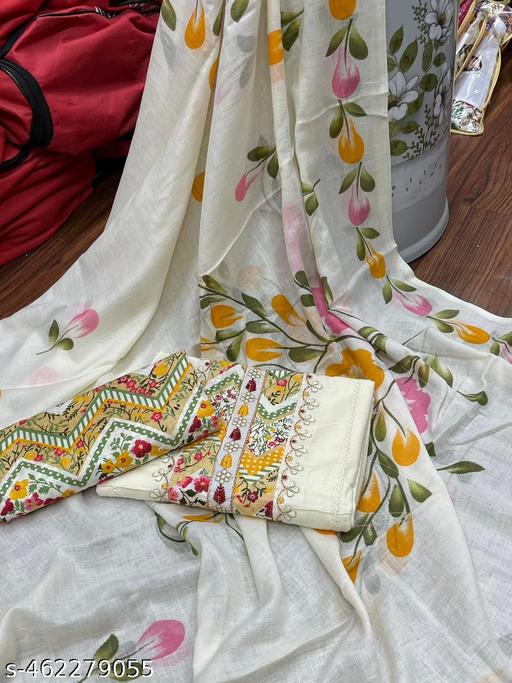 BD24x7 Pure Cotton With Beautiful Print Embroidery Work  Material|Pure cotton dress material|Hand-painted batik dress material|Unique batik print|BD24x7 fabric for sewing - amamestyle